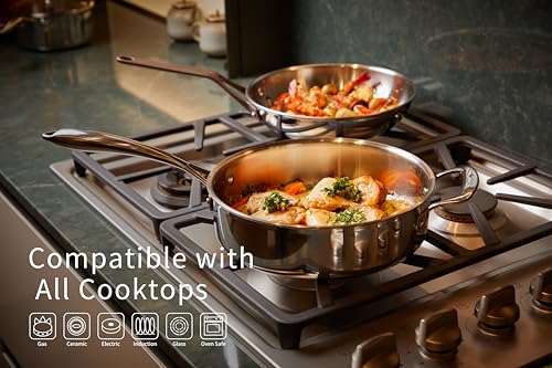 Image of 10 Inch / 2.8 Quart 5-Ply Stainless Steel Saute Pan with Glass Lid