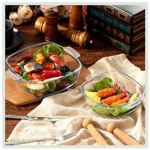 Maxcheck LNY-MAXCHECK-1947 2 Pieces Glass Casserole Dish With Lid Baking Casserole Dish Covered Cookware Microwave Bowls thumb #4