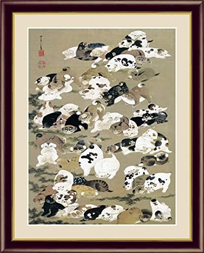 Amazon Co Jp F6 日本の名画額 百犬図 ひゃっけんず 伊藤若冲 モダンアート インテリア 安らぎ 潤い 壁掛け G4 Bn126 ホーム キッチン