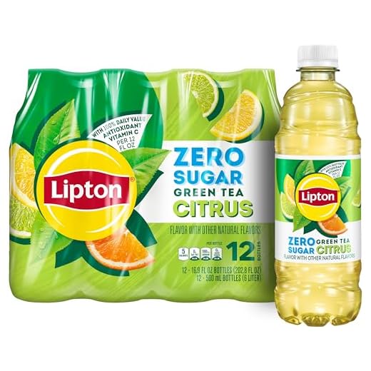 Lipton Zero Sugar Iced Tea, Green Tea Citrus, 16.9 fl oz Bottles, (12 Pack), 100% DV Vitamin C