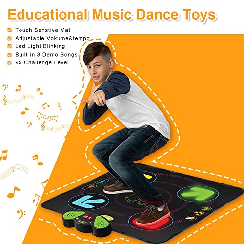 Dance Mat, Elec-Tronic Dance Mats With Anti-Slip Mat,Wire-Less Blue-Tooth, Light Up Dance Mat, Built-In Music, 8 Levels Of Dancing, Birthday Gifts For Kids Ages 3-12 #TOP5