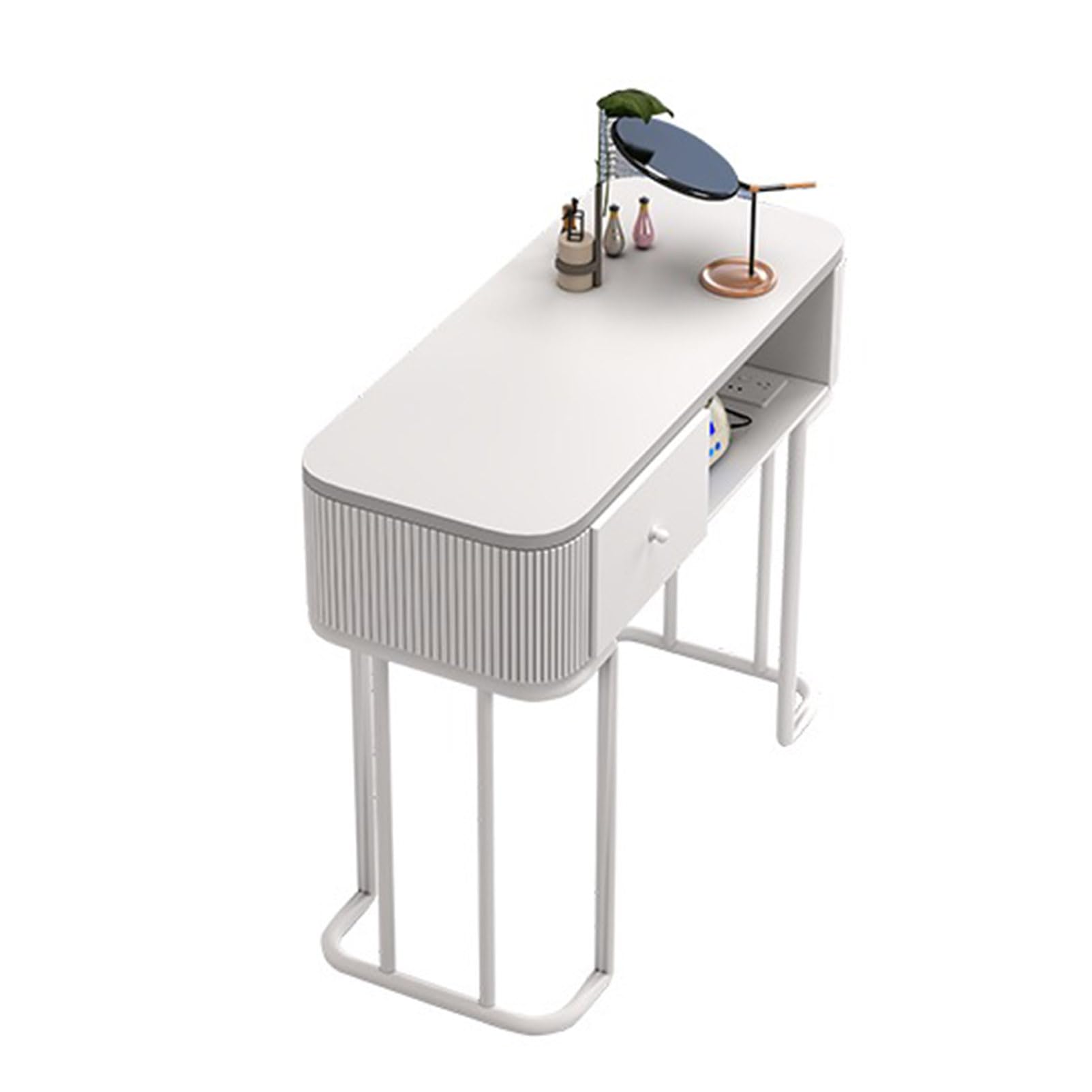 Mesa de manicura profesional con cajón y estantes abiertos, moderna estación de trabajo de uñas, escritorio de arte para salón, spa y uso doméstico