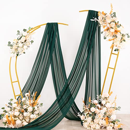 Image of Socomi Wedding Arch Draping Fabric 1 Panel 29 inch x 19Ft Emerald Green Sheer Chiffon Curtain Drapes 6 Yards for Wedding Ceremony Birthday Party Decoration