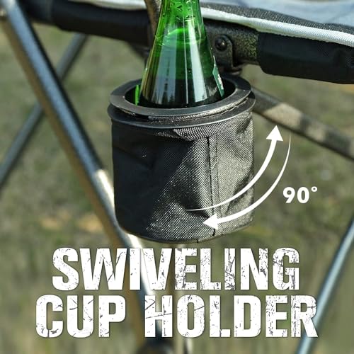 Foto von TIMBER RIDGE Campingstuhl Klappstuhl 150 kg Hohe Rückenlehne Tragbar mit Getränkehalter Harte Armlehnen Camping Picknick Garten Balkon
