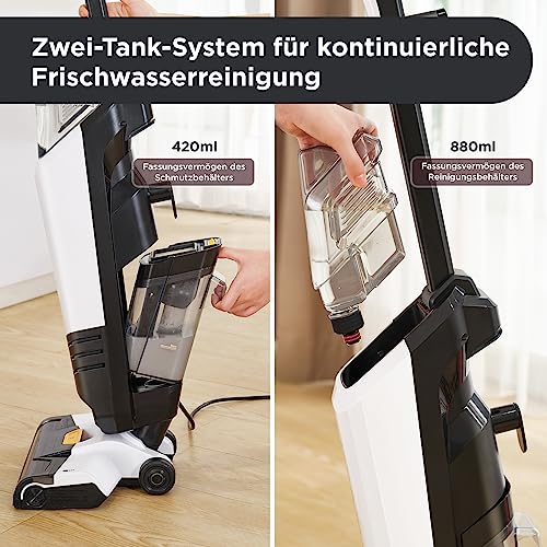 EUREKA NEW300 Nass- und Trockensauger, All-in-One Staubsauger Mop mit Doppeltank und selbstreinigendem Design, 7,5m Kabel Leistungsstarker Waschsauger für Haustiere Familie