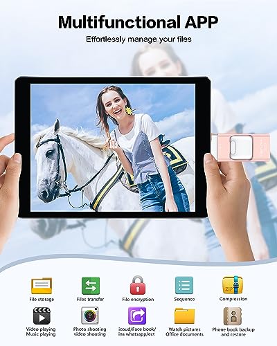 Flash Drive for iPhone 256GB, Photo Stick Thumb Drive USB Stick High Speed Transfer USB Drives External Storage Memory Expansion for iPhone/iPad/PC/Laptop (Pink) - Thumbnail 3