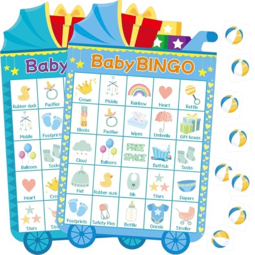 Fancy Land Baby Shower Bingo Game 24 Guests Boy Baby Shower Party Game Supplies