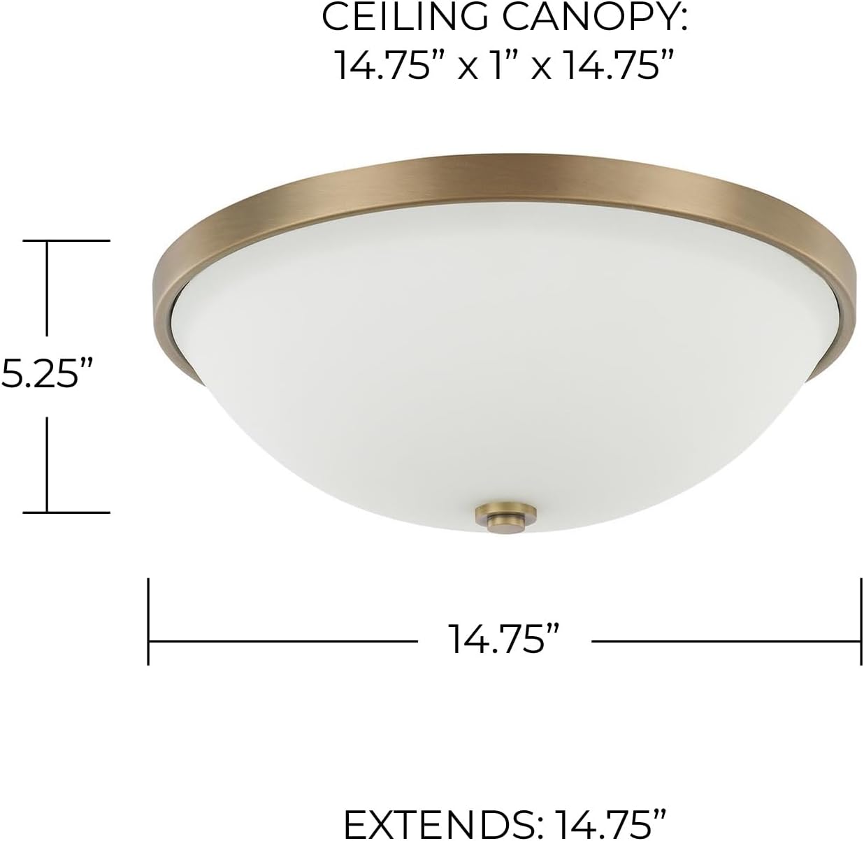 Capital Lighting 2325AD-SW Perkins Soft White Glass Flush Mount Ceiling Light, 3-Light 180 Total Watts, 5" H x 15" W, Aged Brass