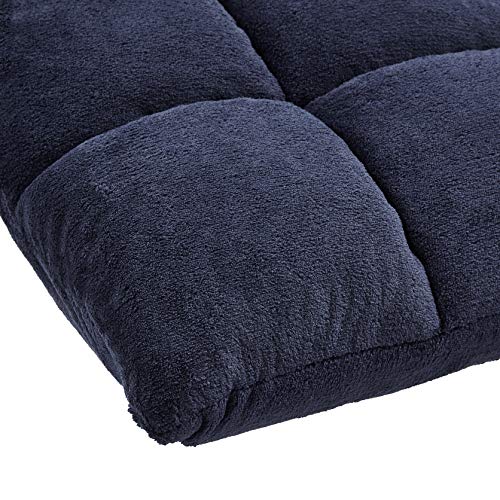 Image of Amazon Basics Adjustable 14-Position Memory Foam Gaming Floor Chair with Back Support, Portable, Reclining, Lay Flat, 41.3 inchD x 21.3 inchW x 6 inchH, Navy