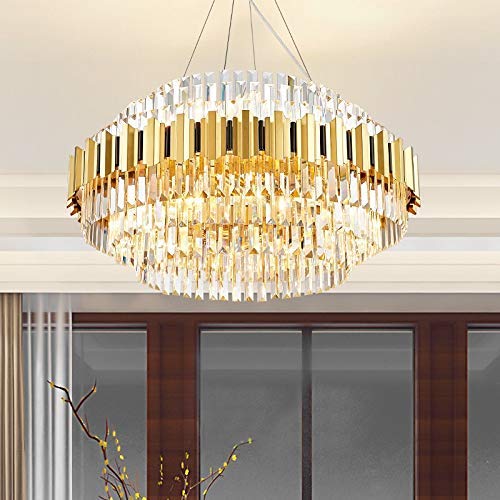 Lustre en cristal E14 doré de luxe pour salon chic et chambre élégante CLSDRZC 60cm