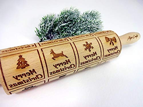 Rolling Pin Christmas Windows Embossing Dough Roller With Merry Christmas For Gingerbread Cookies Christmas Gift #TOP3