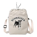 [Rainbow Nexus] シュナウザー バッグ ショルダー 2WAY トート 【おしゃれ可愛い犬柄】 レディース メンズ ユニセックス 軽量 大容量 通勤 通学 お散歩 黒・白カラー展開 (ベージュ)