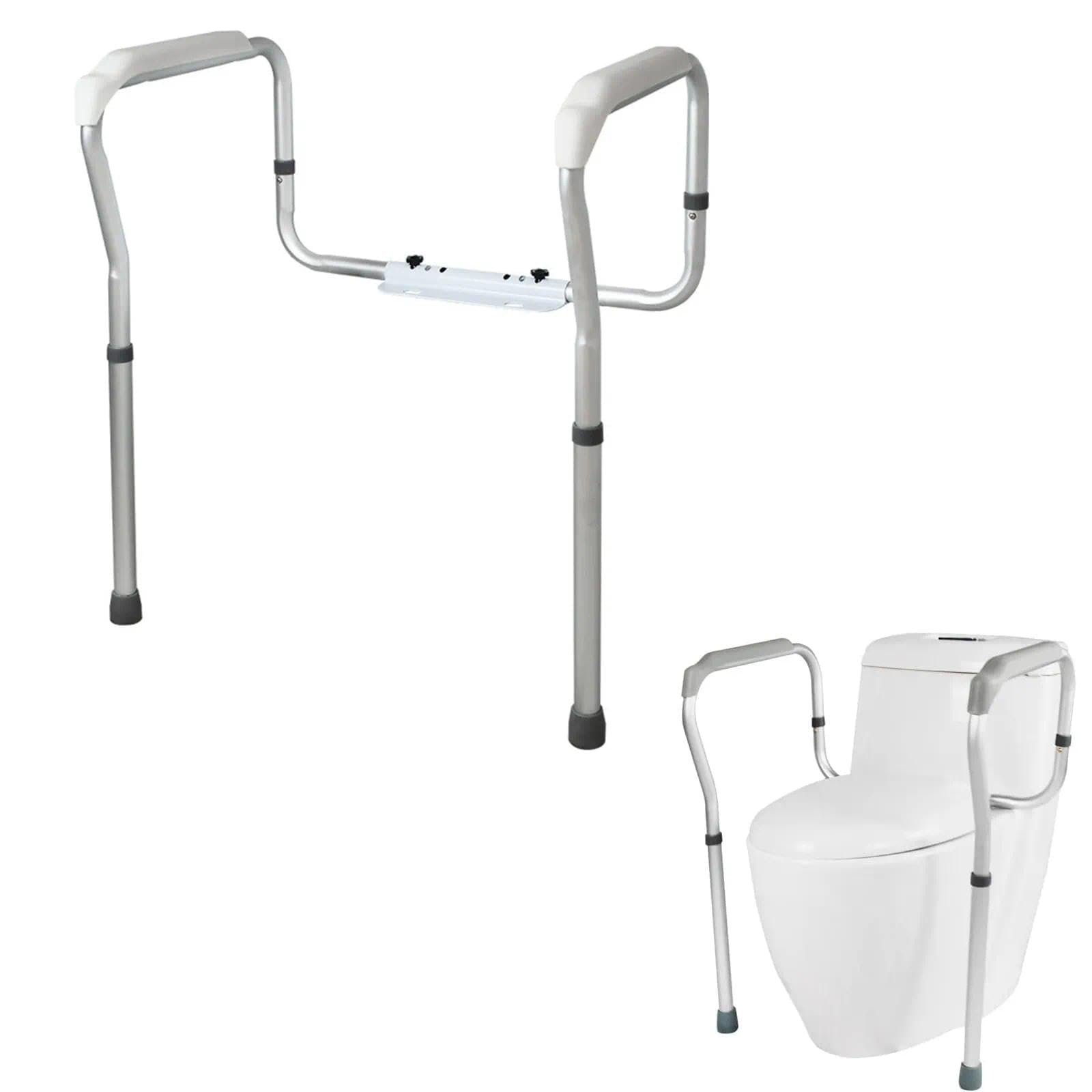 Barra De Agarre Para Inodoro De Aleación De Aluminio Marco De Seguridad Para Inodoro Ajustable En Altura Y Ancho Con Asas Pies De Goma Antideslizantes Ayuda De Seguridad Para El Baño Para Ayudar