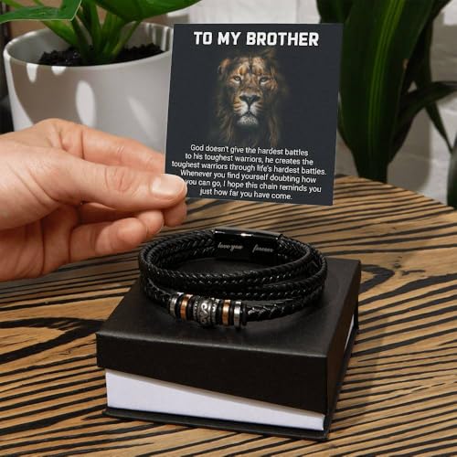 Image of To My Brother Bracelet, Bracelet for Brother from Sister, Gifts from Mom and Dad, Birthday Gift with Message Card and Box