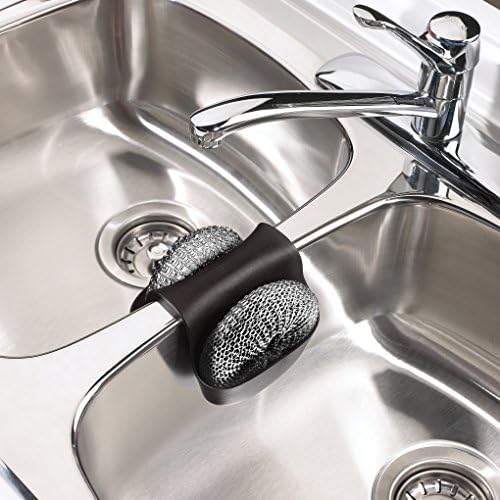 Umbra 330210-040 Saddle Sink Caddy  Flexible Rubber Organizer for Double Kitchen Sink, Storage for Dish Sponge, Scouring Pads and more, Black