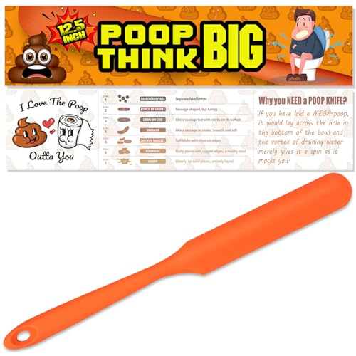COZYMATE Big Size 12.5IN Poop Divider Knife for Toilet Adult Funny Gag Gift Ideas for Christmas White Elephant Gifts Exchange (Orange, 1P)