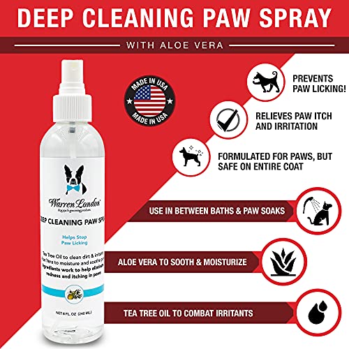 Warren London Deep Cleaning Paw Spray for Dogs | Soothing & Moisturizing Spray with Tea Tree Oil & Aloe Vera | Prevent Paw Licking While On The Go and in Between Paw Soaks | Made in USA - Thumbnail 2
