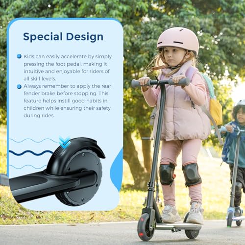 Hiboy ES1 Electric Scooter for Kids Age of 4-8, Kick Scooter for Flash Wheel & Colorful Lights, Gifts for Kids Color Box Packaging (Black)