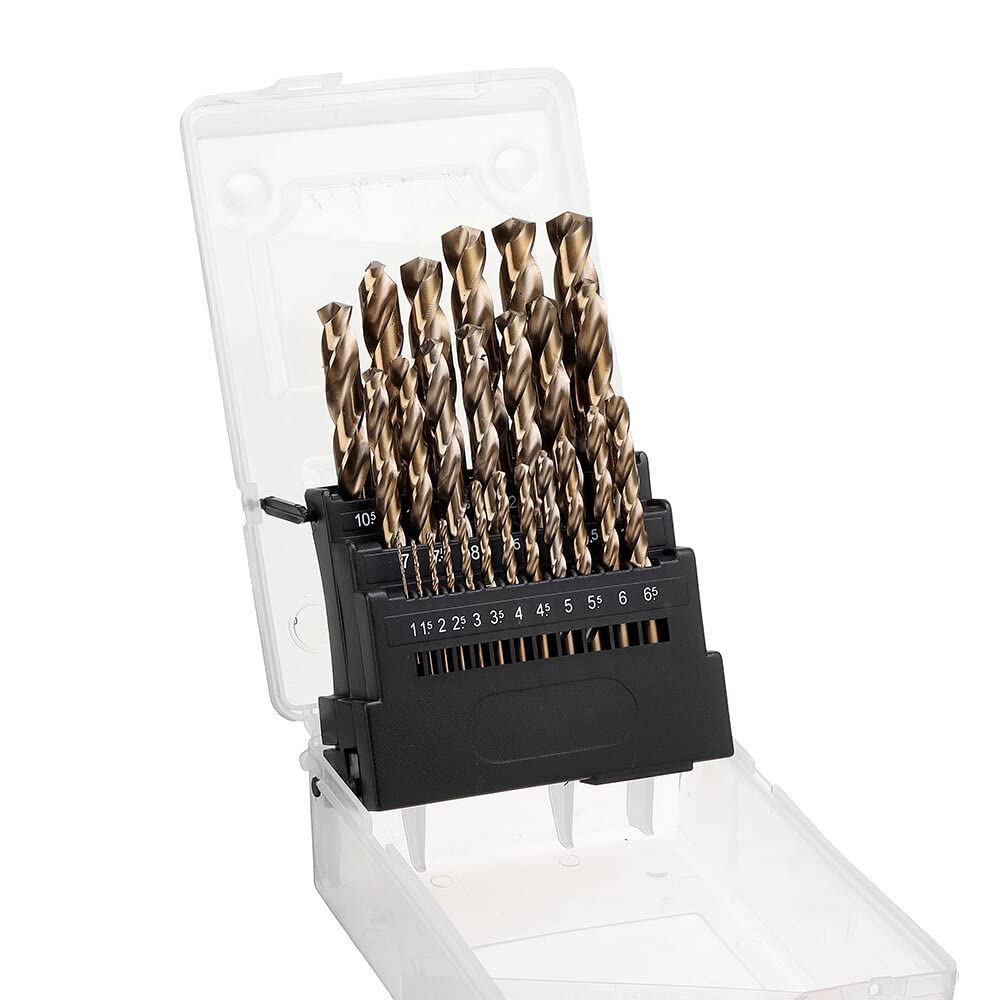 VIDOO Coffret de Forets Cobalt M35 HSS-Co Boîtier Plastique pour Acier Inoxydable Métal-19Pièces