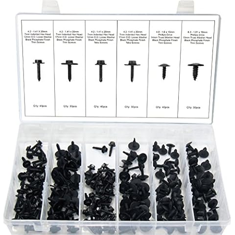 Swordfish 60560-210pcs Hex and Phillips Drive Black Trim Screw Assortment Cover