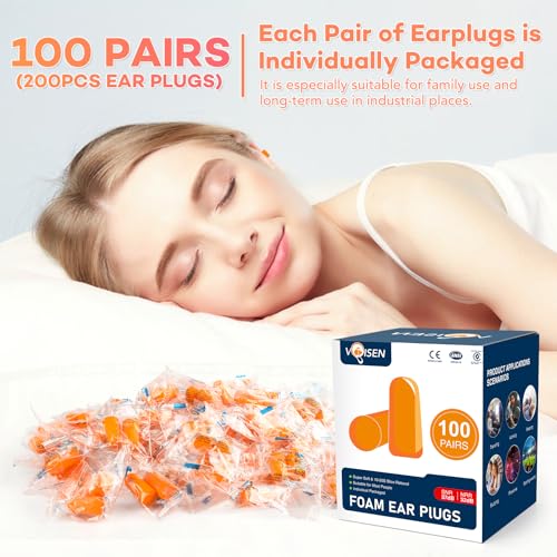 Image of VOISEN Ear Plugs,100 Pairs Ear Plug for Sleeping