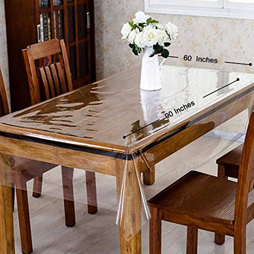 Essencea Heavy Duty Clear Table Cover Spill Proof Tablecloth Protector Easy To Clean Waterproof Wipeable Transparent Desk Pad Mat (60"X 90") #TOP3