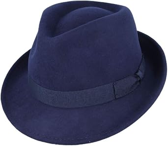 Maz UK-Unique - Elegant 100% Wool Trilby Hat Waterproof & Crushable Handmade with Grosgrain Band Premium Quality Trilby Fedora Stylish Hat Perfect Fashion Statement UK-Unique