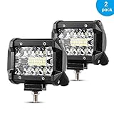 LED Pods 4 Inch 120W Backup Lights IP68 Triple Row LED Work Light Pods Combo Beam Off Road Fog Lights Driving LED Light Bar for Pickup Truck Jeep Motorcycle ATV UTV SUV Boat, 2 Pack