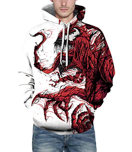 FEOYA Youth Red Printed Hoodies 3D Graphic Space Sweatshirts Pocket Stylish Pullover Hoody Sweaters Horror Hoody Tag XXL/US L - Image 5