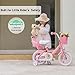 Glerc Maggie Girls Bike, 14 Inch Kids Bike for 3-5 Years Old Children, Princess Style Kids Bicycle with Doll-Seat & Basket & Training Wheels, Pink & White