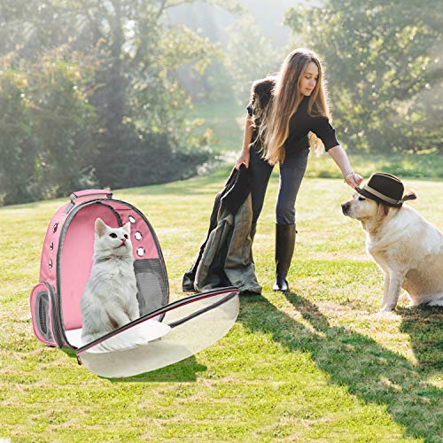 Henkelion Cat Bubble Carrying Bag, Backpack Carrier for Small Medium Dogs Cats, Airline Approved Travel Space Capsule Pet Carrier Dog Hiking Backpack - Pink - Thumbnail 7