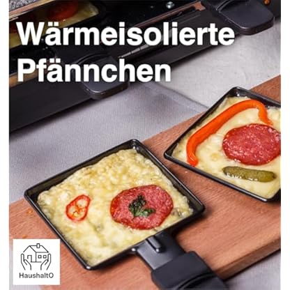8 Personen Raclette Set - Tischgrill inkl. Pfännchen & Schaber - Grillplatte & Steinplatte antihaftbeschichtet - 1400 Watt - - ECKIG – Bild 8