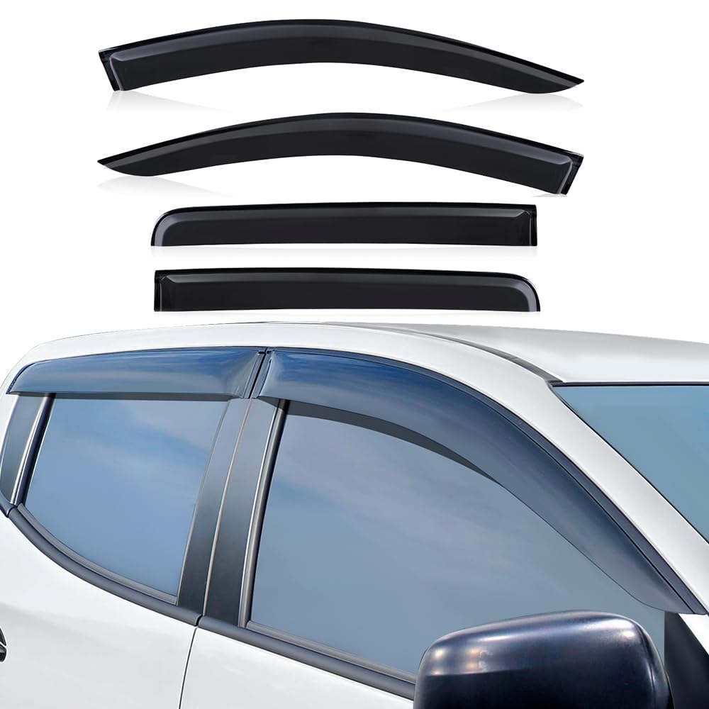 Deflecteurs d'air Déflecteurs de Vent pour Mitsubishi L200 Triton 2015-2022 Fiat Fullback Double Cabin 4pcs Pare-Pluie Pare-fumée Protection