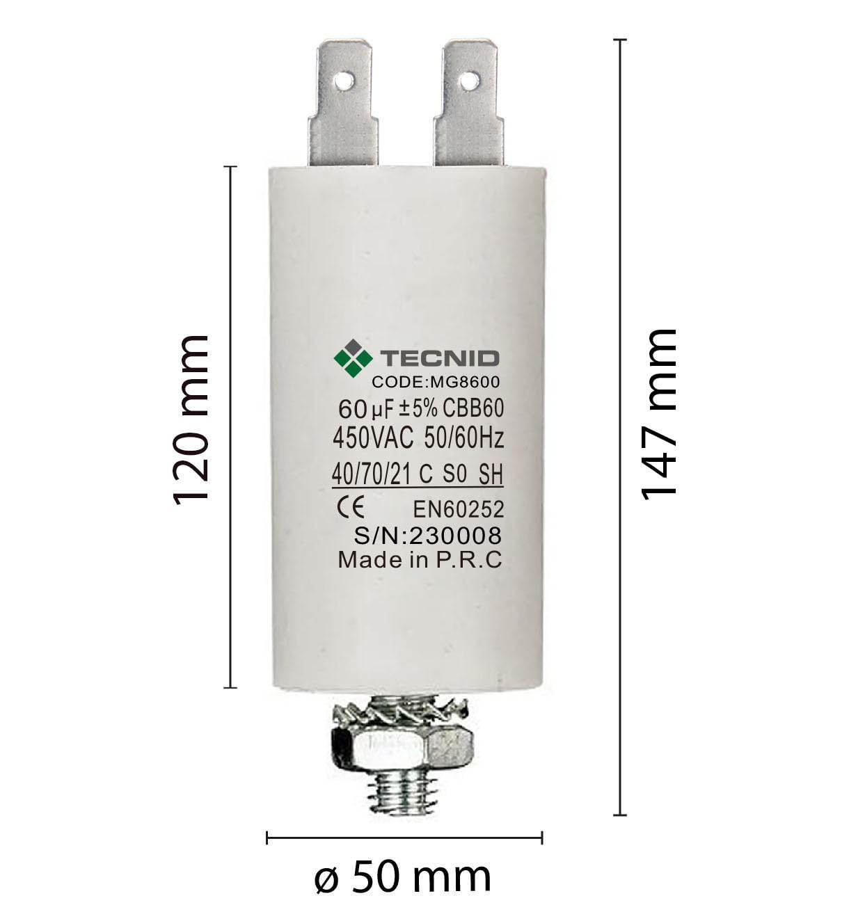 CENPEK Anlaufkondensator Motor CD60 Runder Betriebskondensator 50x100mm für Elektromotor und Waschmaschine -100UF CENPEK Anlaufkondensator Motor CD60 Runder Betriebskondensator 50x100mm für Elektromotor und Waschmaschine -100UF