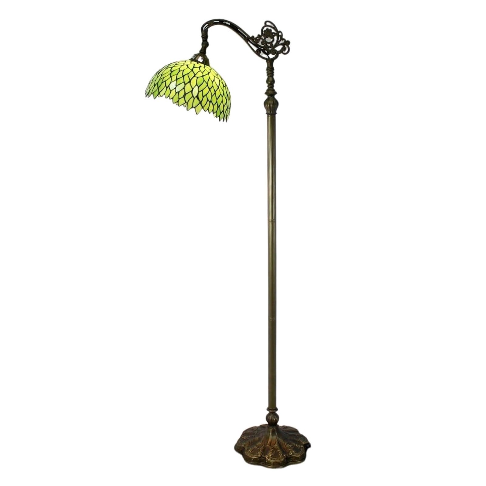 IUokLU Tiffany Lamp Floor Green Wisteria Stained Glass Arched Lamp 12X18X64 Inches (E26 Green Wisteria)