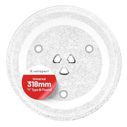 Reliapart Universal 318mm/12.5 Microwave Glass Turntable Plate Universal Y Type with 6 Fixings DE74-20015G including for Samsung Microwave Oven
