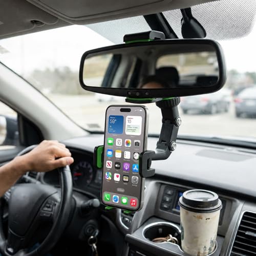 Image of Xtore Car Rearview Mirror Phone Holder (Pack of 1, Black)