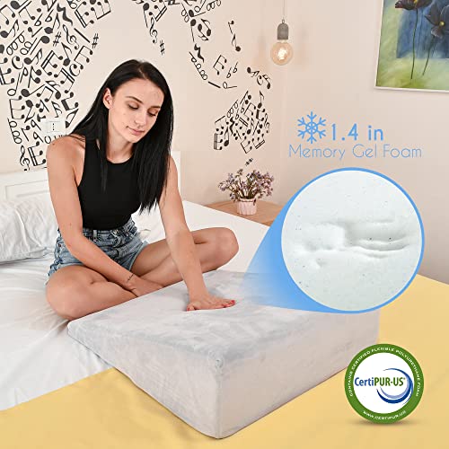 Bed Wedge Pillow Cooling Memory Foam Top – Elevated Support Cushion For Back & Neck Pain, Acid Reflux, Heartburn, Allergies & Snoring – Includes A Extra Ultra Soft White Washable Cover – 8 Inch Wedge #TOP6