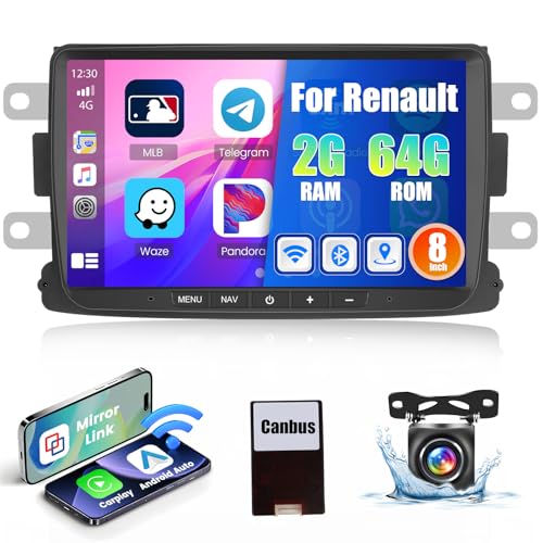 Autoradio Android 13 Dacia Duster Captur Logan - Écran Tactile 2 Din CarPlay Sans Fil