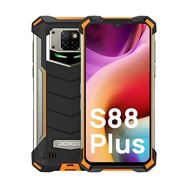 DOOGEE-S88-Plus-Official-Rugged-Smartphone-Unlocked10000mAh-Battery-48MP-Triple-Camera-Waterproof-Smartphone-8GB-128GB-Android-100-IP68IP69K-Unlocked-Cell-Phone-4G-2021-Orange DOOGEE Rugged Smartphone, S88 Plus (Official), 10000mAh Battery, 8GB +128GB Unlocked Cell Phone, 48MP Triple Camera, IP68 Waterproof Smartphone, 4G / Android 10.0 / NFC 2021 (Orange)