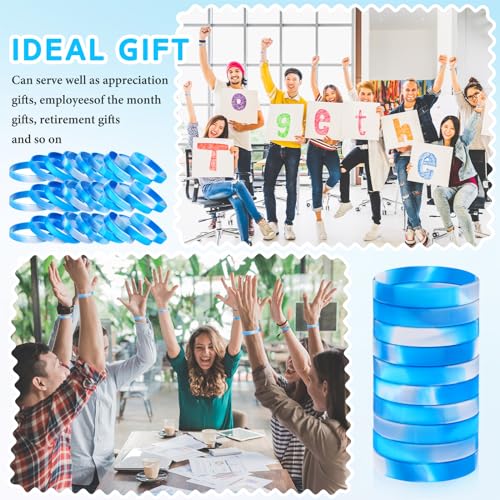 Image of Liliful 100 Pcs Silicone Rubber Wristbands Rubber Wristband Bracelet Bands for Silicone Wristbands for Women Men(Blue and White)