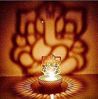 Traditional Ganesh Tea Light Candle Holder Stand Statue Religious for Home/Office Diwali Decoration Gift - 1 Piece (Free Tealight Candle)