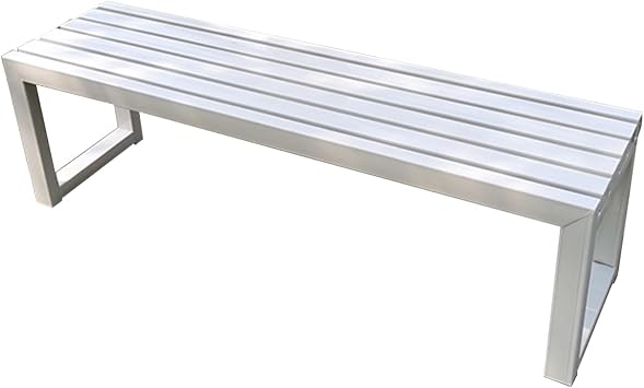 Outdoor Metal Bench, Garden Bench Patio Bench, 2-Person Patio Bench, Park Porch Steel Slatted Seat Bench100cm/39.3in,White