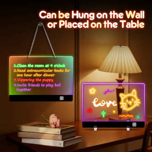 16" Rechargeable LED Doodle Glow Drawing Board for Kids with 9 Light Effects & 4 Modes, Neon Light Up Drawing Tablet Gifts for Kids/Girls/Boys/Teens for Easter Birthday Festival Gift Ideas by QCQHDU - Image 6