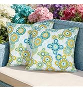 Eternal Beauty 18X18'' Set of 2 Waterproof Outdoor Pillow Covers for Spring Summer Patio Throw Pi...