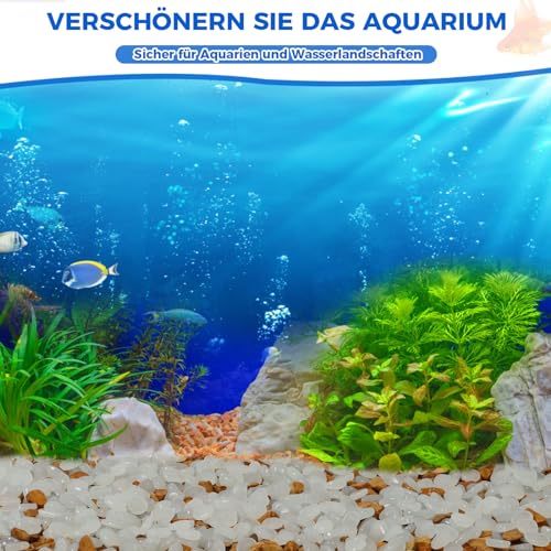 MOGADEE 300 Stück Leuchtsteine Weiß Garten Leuchtsteine Aquarium für Kinderzimmer Gehweg Rasen Garten (1cm+2-3cm)