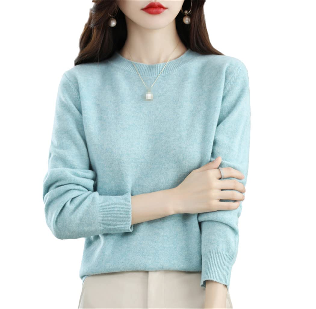 FULBHPRINT Maglione da donna in cashmere lavorato a maglia maglione invernale in lana merino con scollo a V autunno inverno maglione caldo, Verde Menta O, S