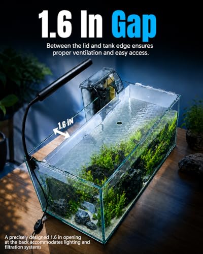 Image of 10-Gallon Ultra-Clear Glass Fish Tank Starter Kit, LED Light, Reusable 3-Stage Filter, Lid, Easy Maintenance Rimless Aquarium for Betta and Small Fish