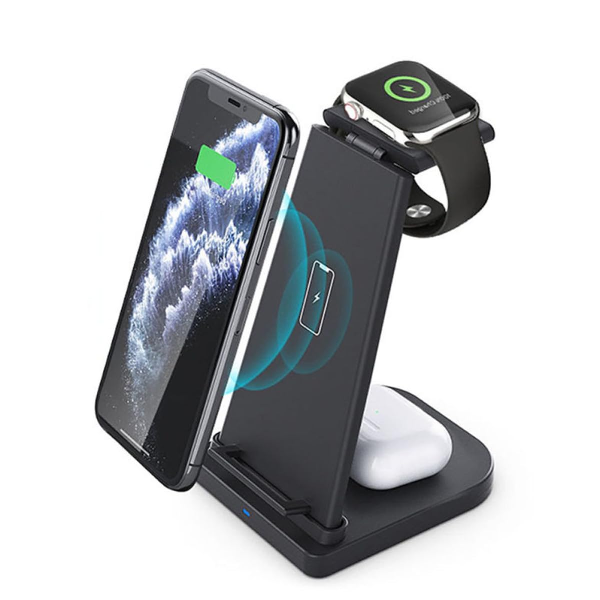 Cargador Inalámbrico Plegable para Teléfono y Reloj Negro