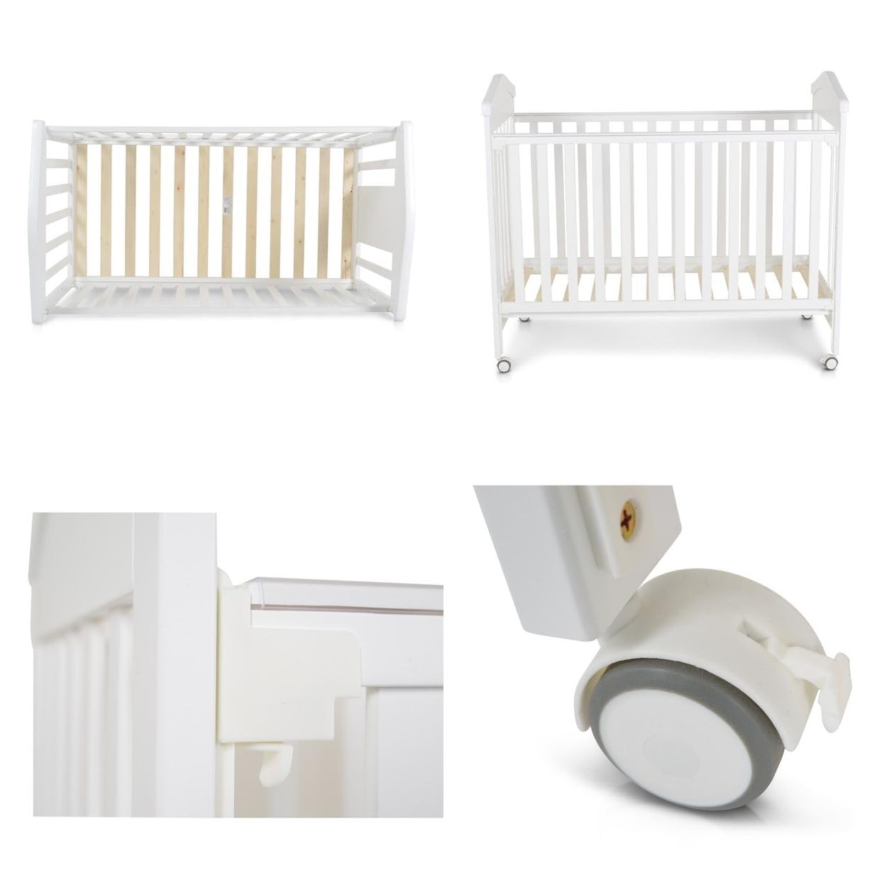 Cangaroo culla Wing, 120 x 60 cm, legno di faggio, ruote, 3 posizioni in altezza, colorazione:bianco